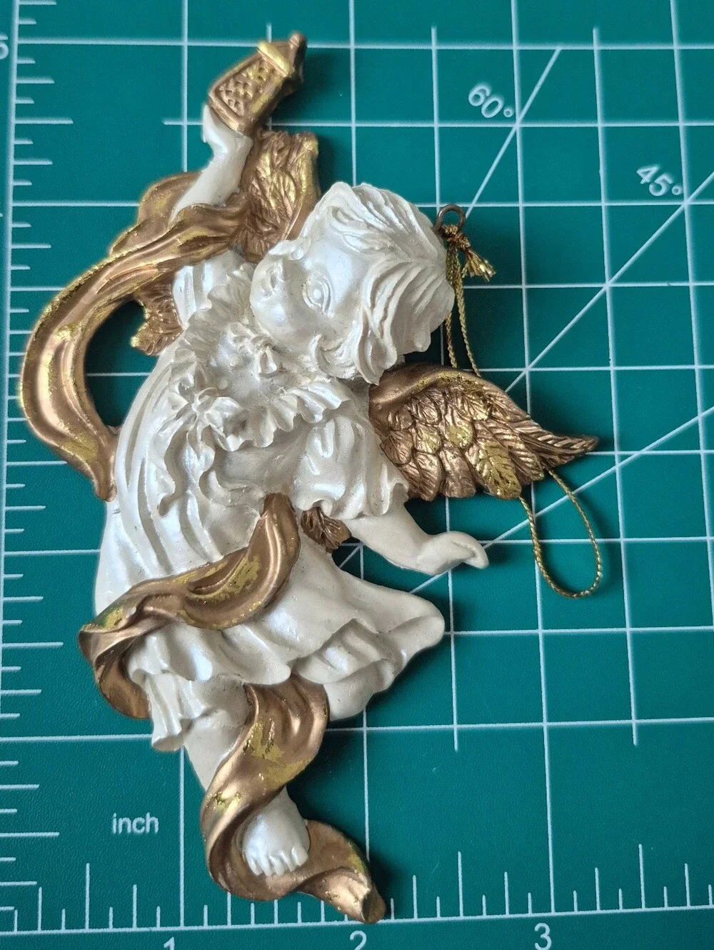 Vintage White and Gold Cherub Holiday Ornaments - Set of 6